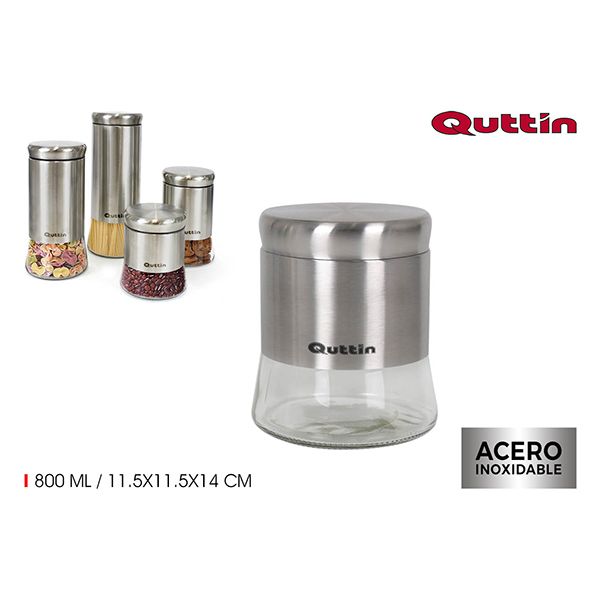 BOTE ALMACENAMIENTO VIDRIO/ACERO 0,8 L