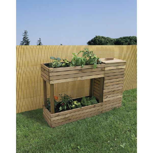 COMPOSTADOR + JARDINERA MADERA 38X120X80