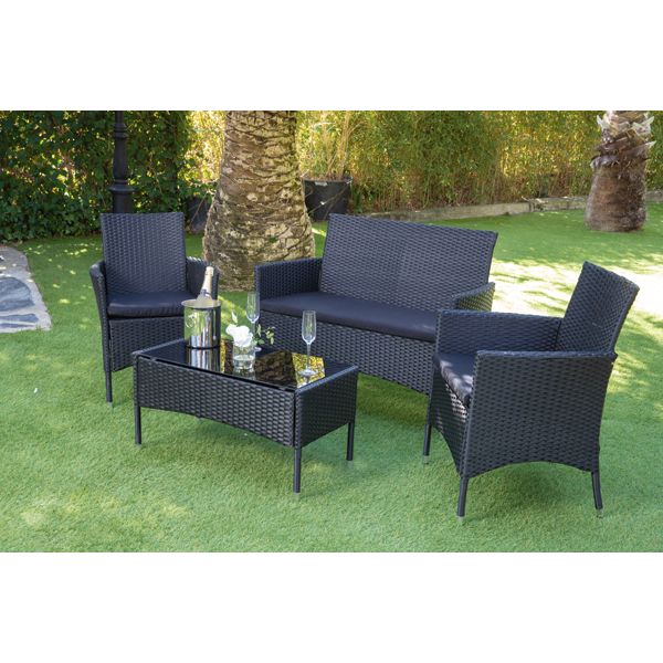 CONJUNTO RATAN NEGRO VITI LEVU 4 PZAS