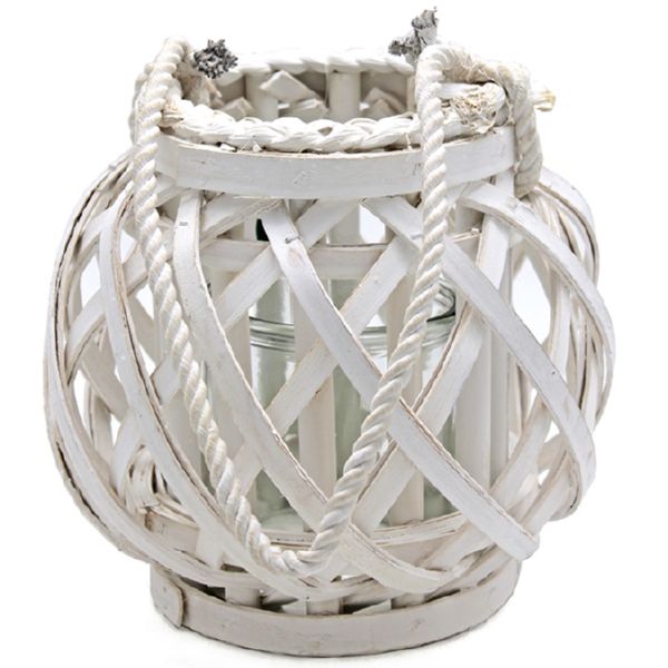 FAROLILLO MIMBRE GARDEN BCO 20,5X18,5