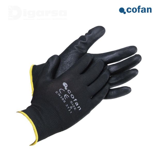 GUANTE 100%  POLIEST.IMPREG. PU NEGRO T-10