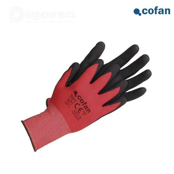 GUANTE IMPREGNADO FOAM ROJO/NEGRO T-8