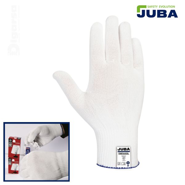 GUANTE JUBA -NYLON BLANCO SIN COSTURAS Talla-8/M
