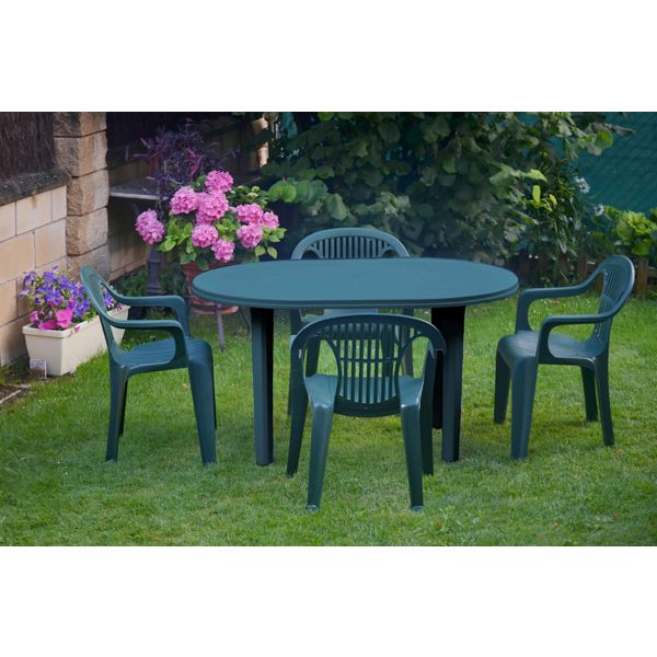MESA JARDIN OVAL VERDE 130X90 CM