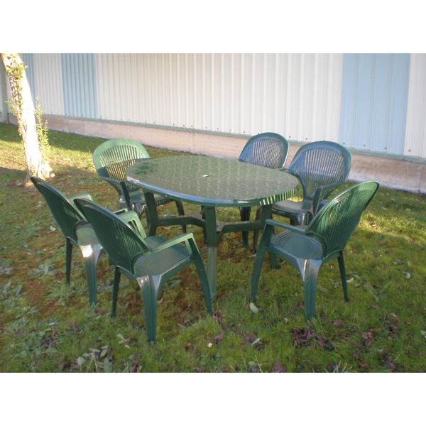 MESA JARDIN OVAL VERDE 170X95 CM