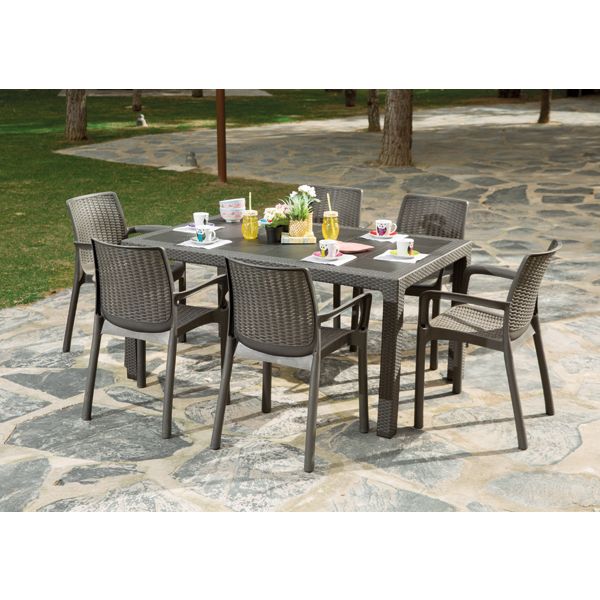 MESA JARDIN RATTAN ELEGANTE 150X90X72C