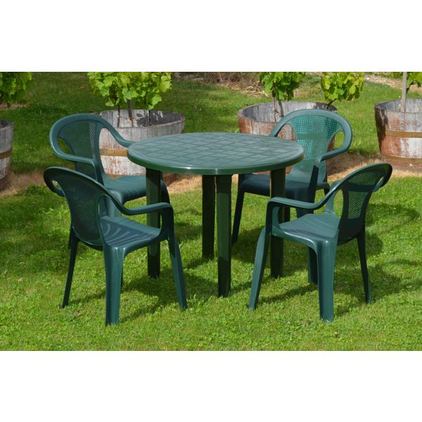 MESA JARDIN REDONDA VERDE 90 CM