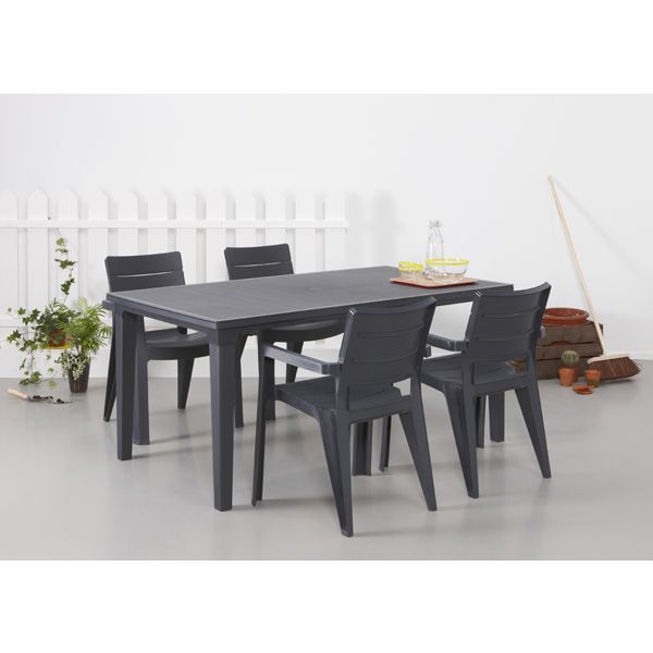 MESA JARDIN RESINA FUTURA GRAFITO 165X94 CM
