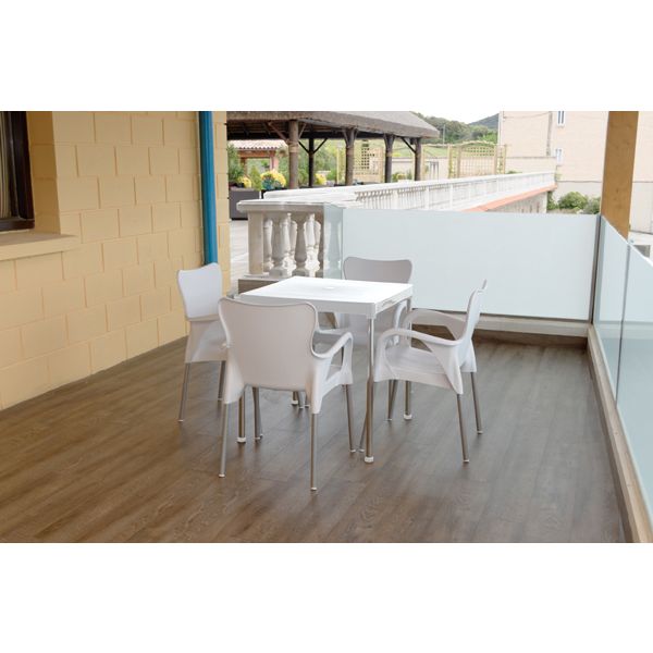 MESA RESINA BLANCO/ALUMINIO 70X70 CM