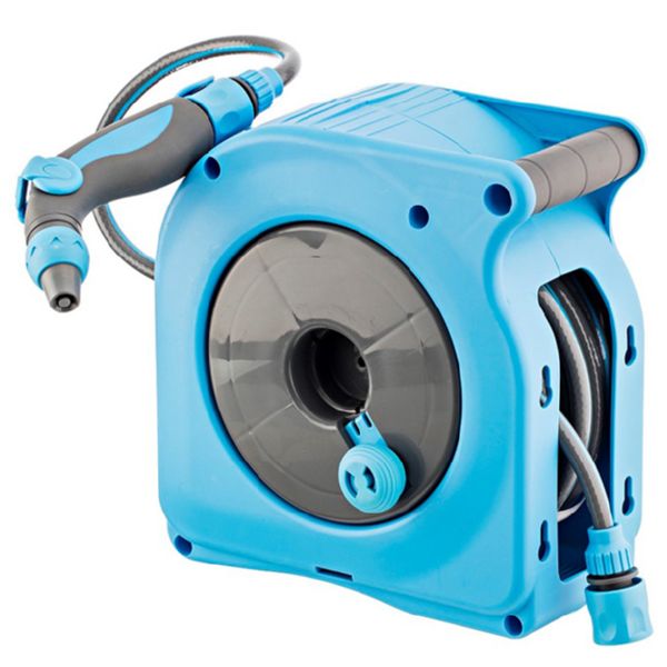 MINI ENROLLADOR MANUAL AZUL+MANGUERA+PISTOLA 10 M