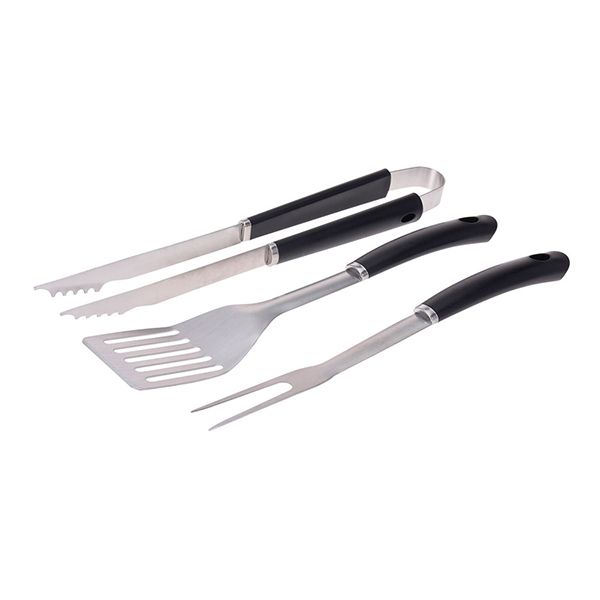 SET 3 UTENSILIOS BARBACOA PVC/ACERO INOX NEGRO -